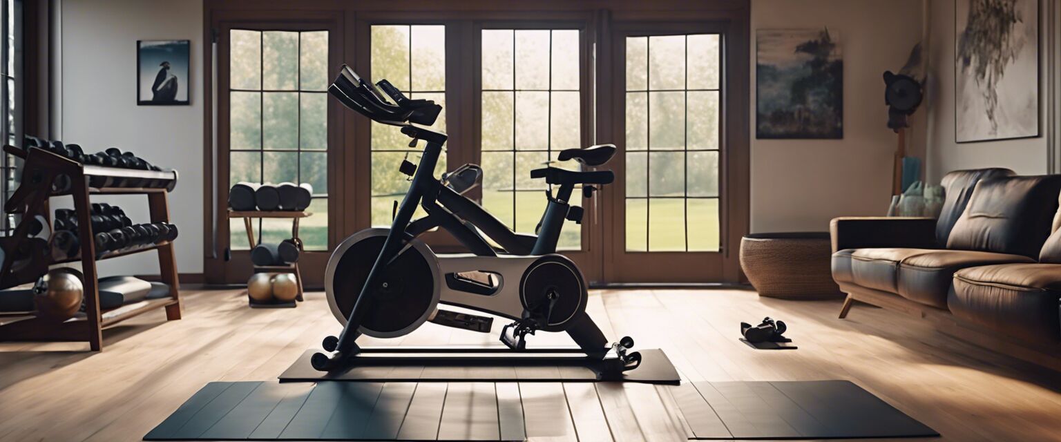 Spin bike in a home gym